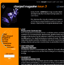 Homepage for the 'Charged' magazine-style subsection of the site