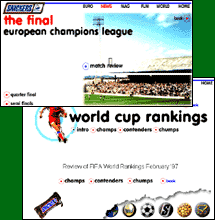 Snickers European and World Cup websites 1997-8