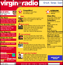 Screengrab of Virgin Radio homepage design