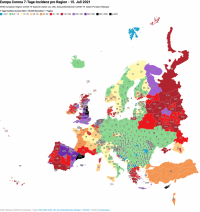 Europe 7 day rate per 100k.