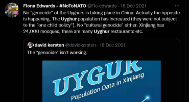 Edwards claiming no genocide of Uyghur people happening in China, claims the opposite & no cultural genocide either.