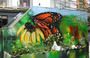 butterfly on a flower street mural