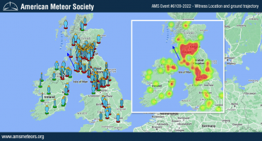 AMS fireball observations and estimated trajectory.