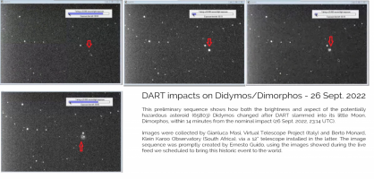 DART impact on Dimorphos (30cm, Virtual Telescope Project, Italy/SA).