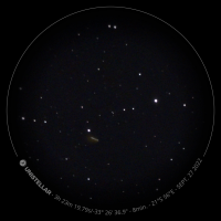 Yellow debris cloud arising from DART impact on Dimorphos (12cm, Unistellar, Reunion).