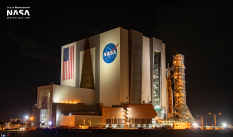 SLS/Artemis stack rollout from the VAB.