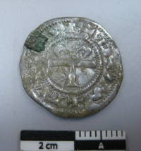 silver Norman coin shown measuring 4cm