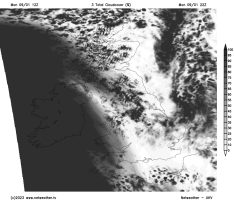 Cloud cover, 2200UTC 09Jan2023, UKV 12z09Jan2023.