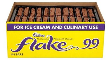 Catering box of 99-sized Cadbury flakes. 