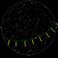 Estimated finder chart for Crew Dragon 6, central London (UT), 02 March 2023 (green=visible; grey=eclipsed).