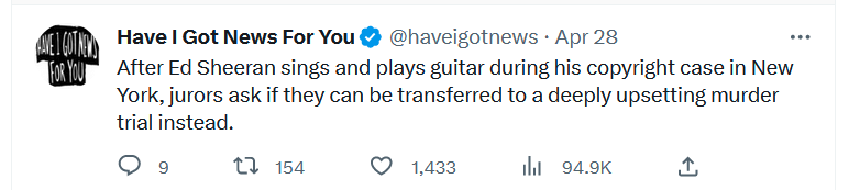 After Ed Sheeran sings and plays guitar during his copyright case in New York, jurors ask if they can be transferred to a deeply upsetting murder trial instead.