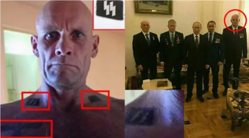 Utkin with nazi tattoos and with Putin & 3 others