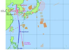 DPRK launch vehicle ascent to SSO, based on published navigational warnings.