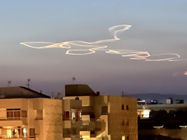 Contrail seen from the Gijón area, Spain.