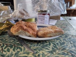 A proper buttery from Aberdeen on a plate next to one of the inferior Orkney versions 