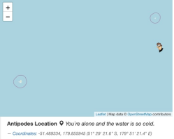 map shows the antipode of London