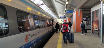 Waiting on the platform to board the express intercity train 