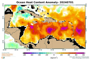 Ocean Heat Content Anomaly, 01Jul2024, kJ/cm^2.