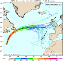 Ernesto trajectories (GEFS, 06z17Aug2024).