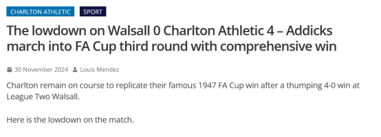 Charlton remain on course to replicate their famous 1947 FA Cup win after a thumping 4-0 win at League Two Walsall.