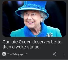 Headline: 'our late queen deserves better than a woke statue'