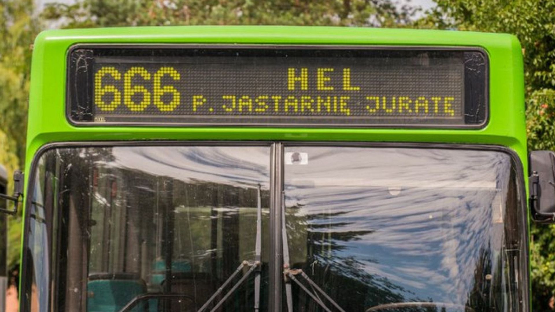 bus showing destination '666 HEL'