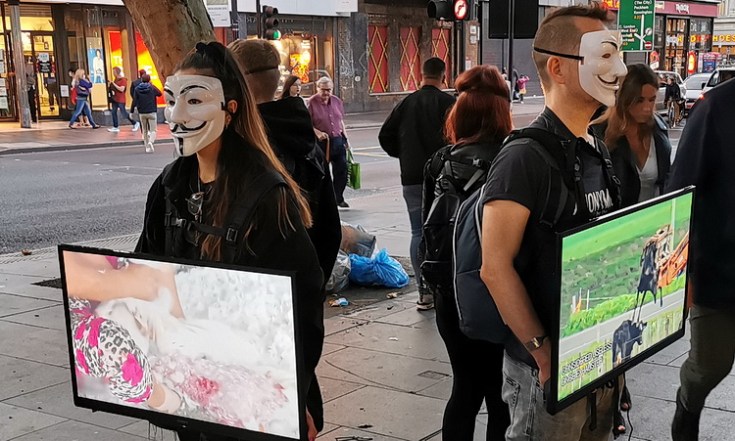 In photos: animal rights activists in central Brixton silent protest, Fri 18th Sept 2020