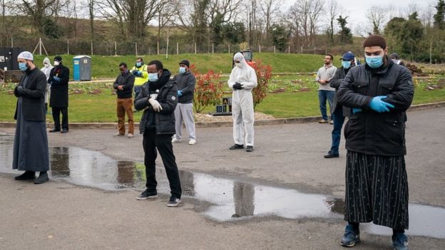 A prayer is said at the funeral in Chislehurst of Ismail Mohamed Abdulwahab, 13, from Brixton, south London,