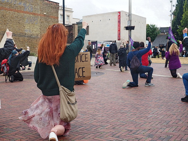 In photos: Campaigners Takes The Knee in support of George Floyd, Windrush Square, Brixton, Weds 10th June 2020