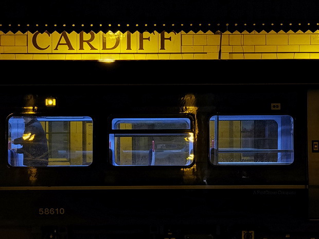 Photos of the rain-soaked streets of Cardiff - City centre and Llanishen at night, Jan 2020