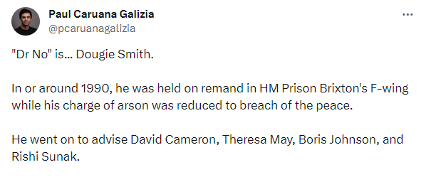 Paul Caruana Galizia: ' ''Dr No'' is... Dougie Smith.'