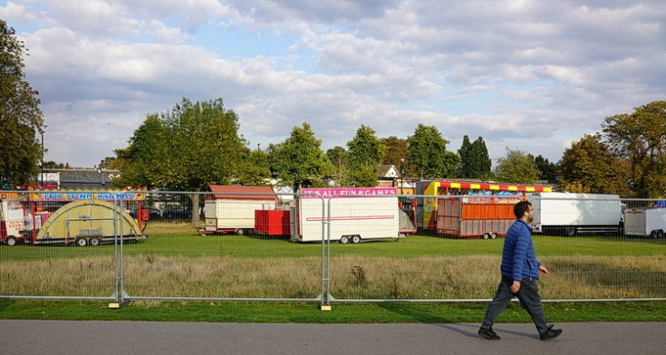 Meanwhile in Brockwell park, fences are going up, August 2020