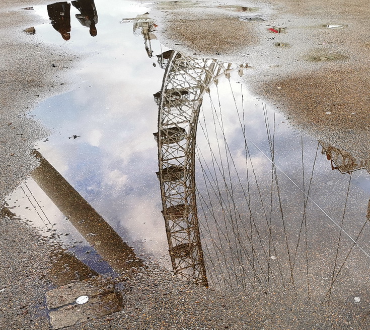 South Bank abstract - reflections, puddles and the London Eye