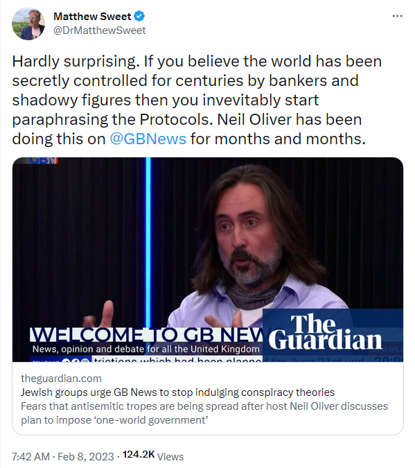 Matthew Sweet calls out Neil Oliver