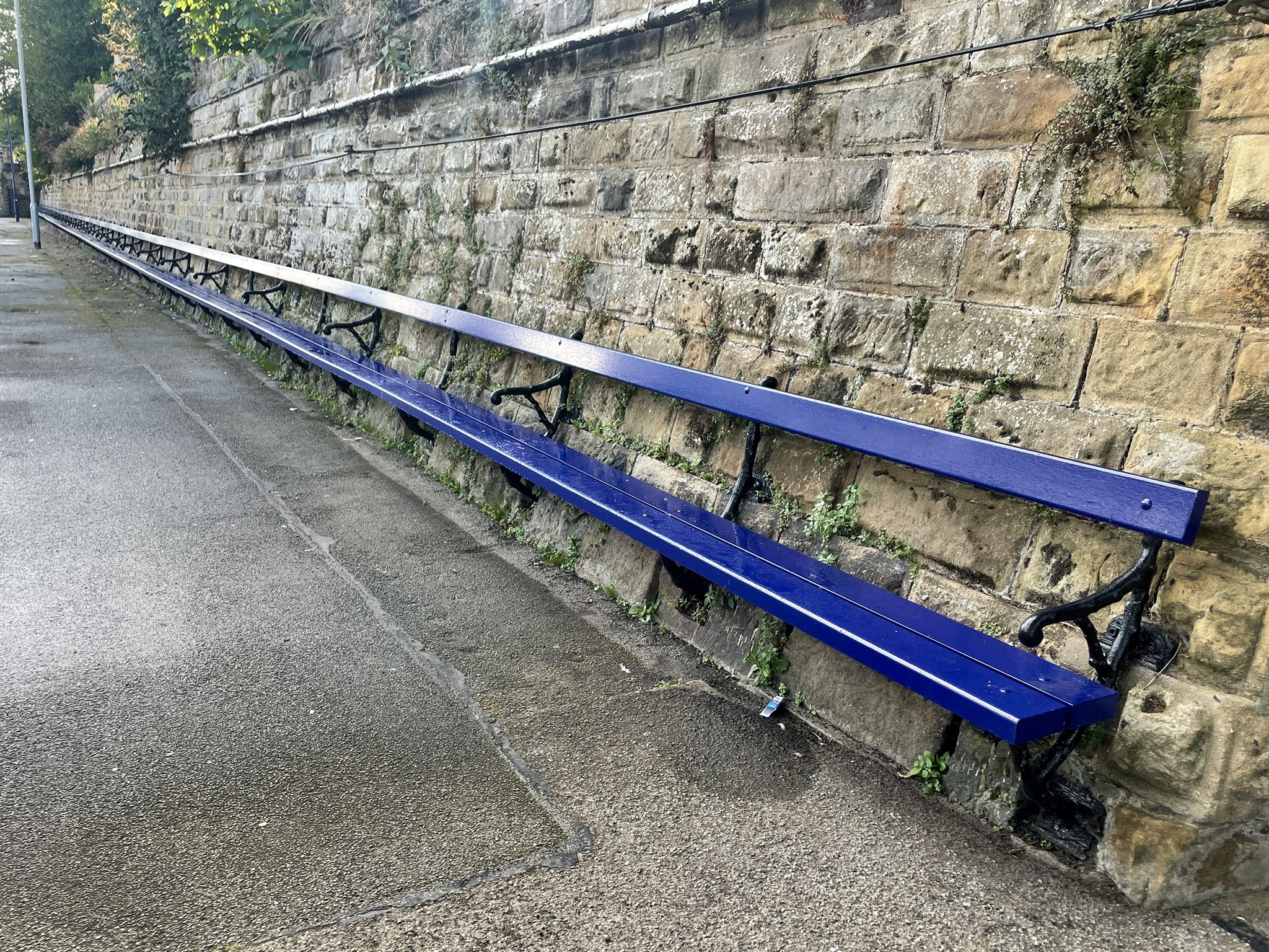 longest railway bench in the world at Scarborough station - 139 metres long