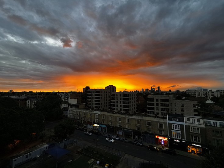 An absolutely stunning sunset over Brixton, 1st July 2020