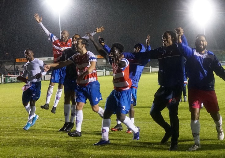 Peckham Town win the London FA Trophy in rain lashed final against AFC Cubo, Fri 28th Aug 2020