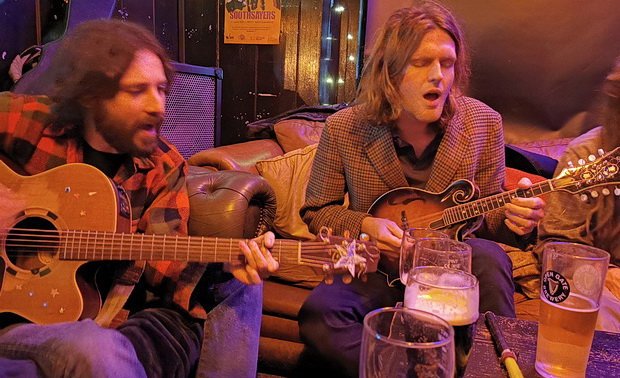 Banjos, mandolins and acoustic guitars at the Old Dispensary Monday Night Jam, Camberwell, south London