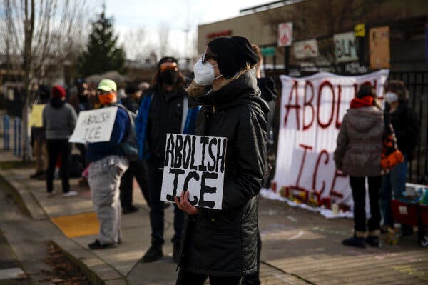 Demonstrators in Portland continued to challenge the Trump administration’s immigration policies.