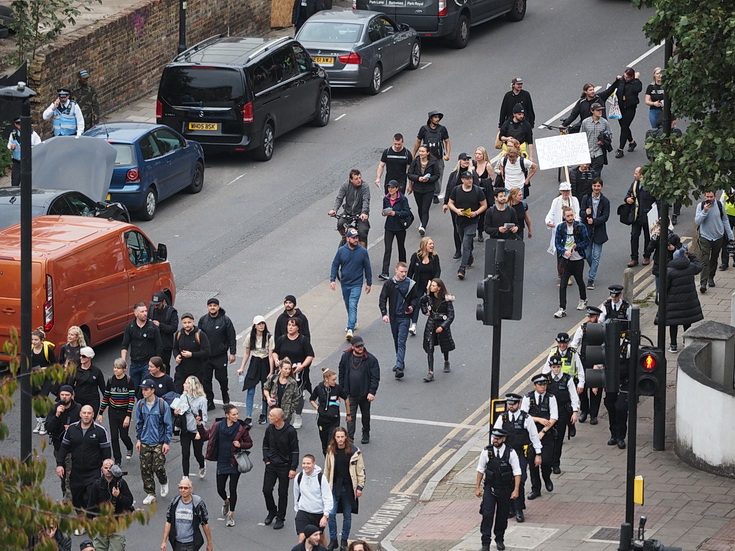 In photos: small anti-vaxx march saunters down Coldharbour Lane