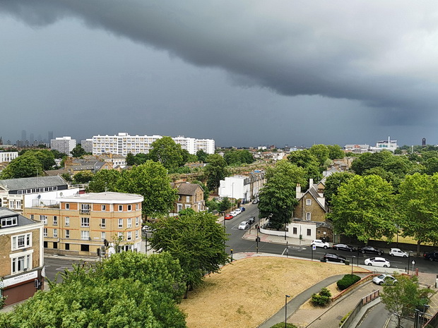 City in the mist: London seen from Brixton during yesterday's storms