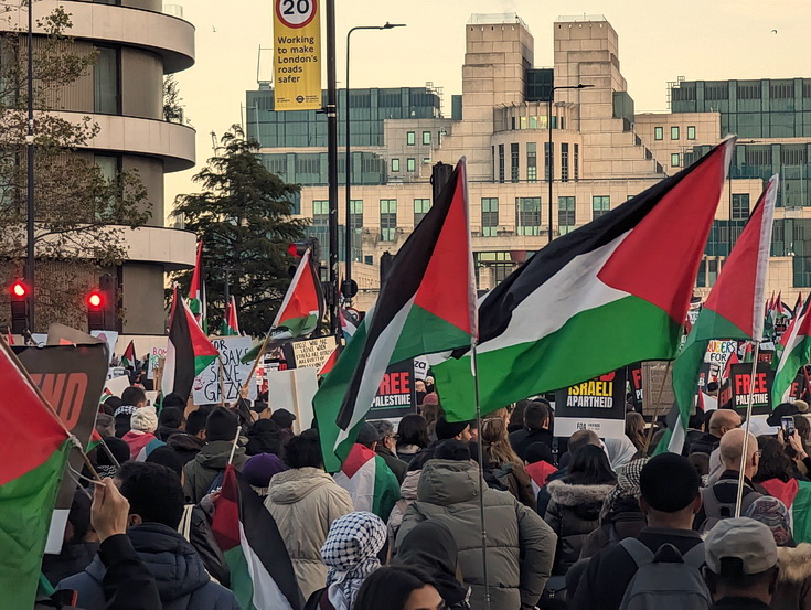 In photos: Huge Pro-Palestinian march fills the streets from Victoria to Vauxhall, Sat 11th Nov 2023