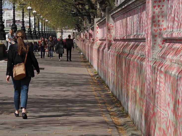 In photos: the moving sight of the Covid Memorial Wall on the south bank of the River Thames in Lambeth