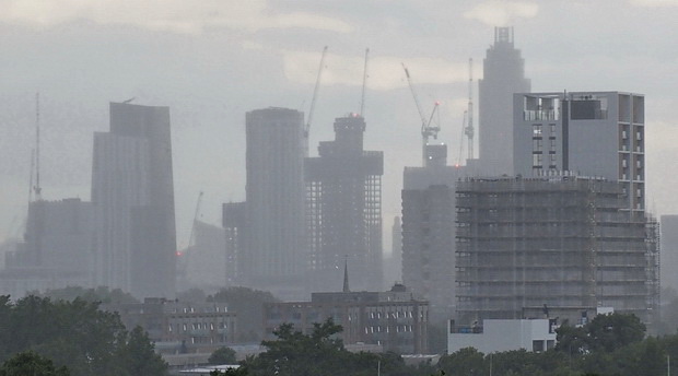 City in the mist: London seen from Brixton during yesterday's storms