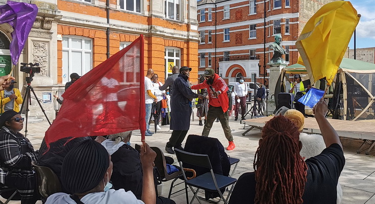 Street Preachers of Brixton - Windrush Square takeover with flags