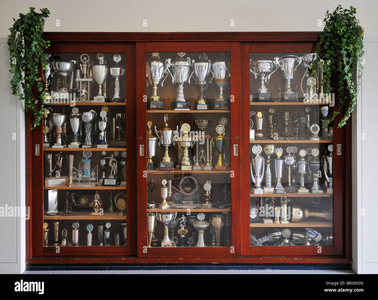 cabinet-filled-with-football-trophies-in-home-of-german-soccer-club-BRGN5N.jpg