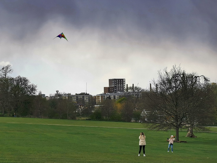 Dramatic skies and some April snow in Brockwell Park - in photos