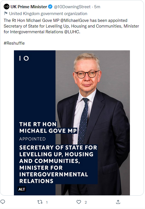 Michael Gove back at LUHC