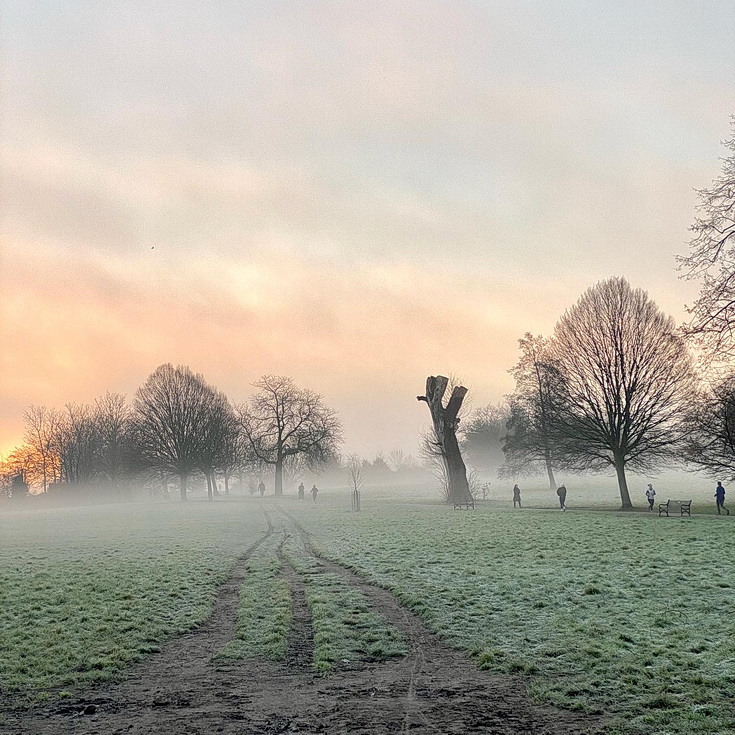 In photos: Brockwell Park immersed in a winter fog, Jan 2022