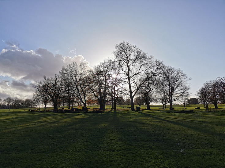 Shadows, a low sun and an empty fairground: Brockwell Park, Dec 2020